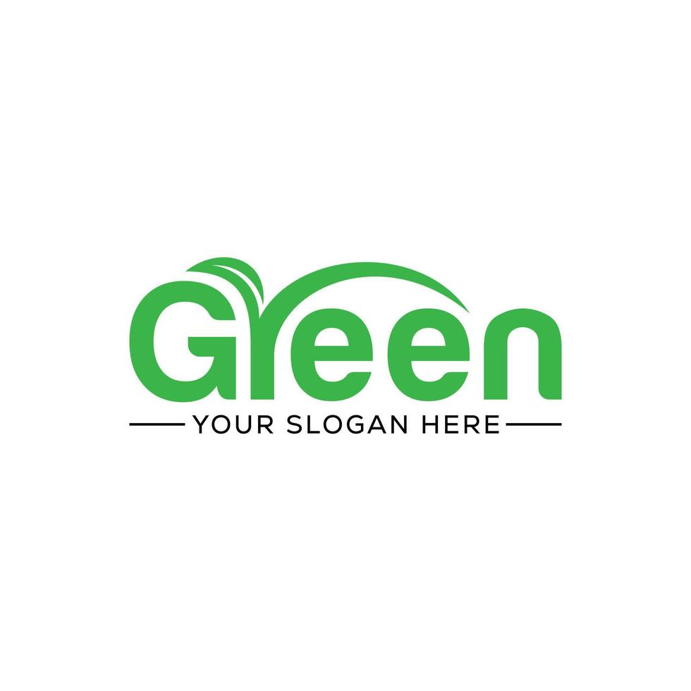 Ilustración de vector de diseño de logotipo verde natural con hoja