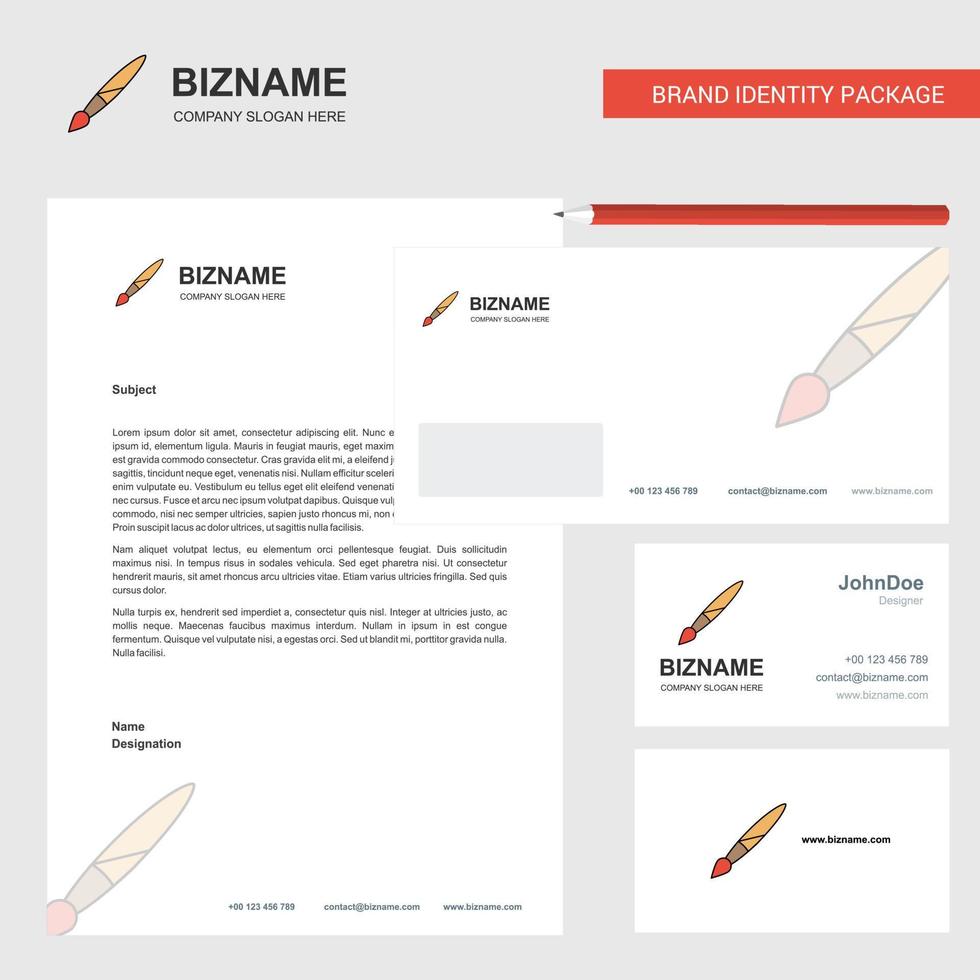 Paint brush Business Letterhead Envelope and visiting Card Design vector template