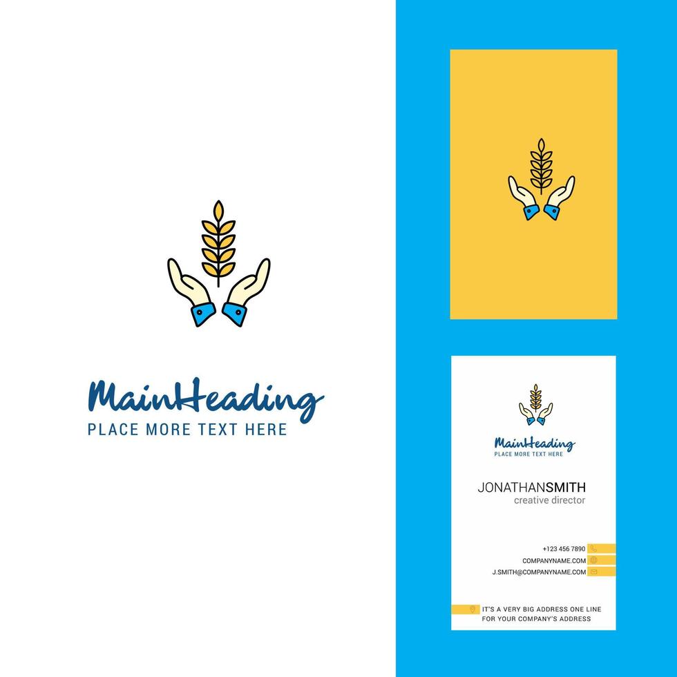 cultivos en manos logotipo creativo y vector de diseño vertical de tarjeta de visita