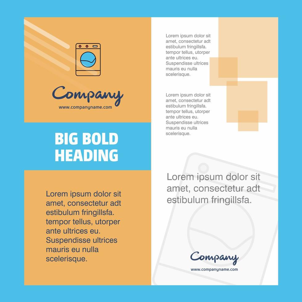 Washing machine Company Brochure Title Page Design Company profile annual report presentations leaflet Vector Background