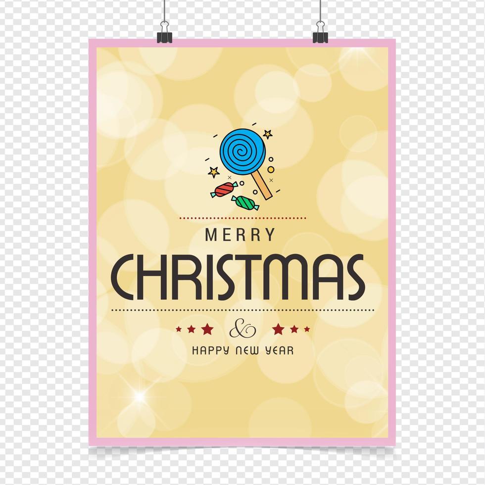 Merry Christmas card with creative design and light background vector