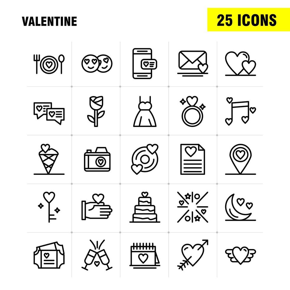 los iconos de línea de san valentín establecidos para infografías kit uxui móvil y diseño de impresión incluyen cd disco amor san valentín mano romántica amor san valentín conjunto de iconos vector