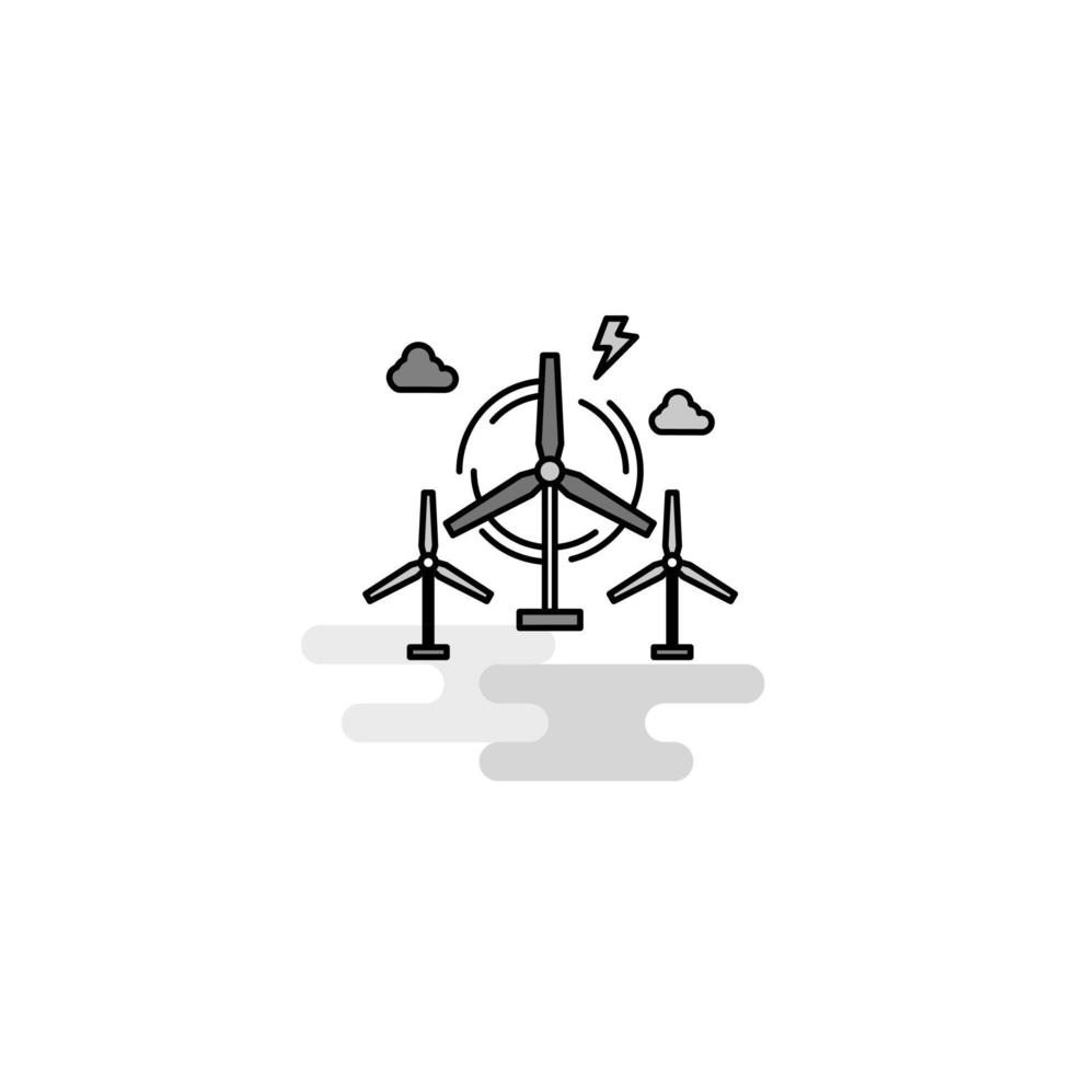 Air turbine Web Icon Flat Line Filled Gray Icon Vector