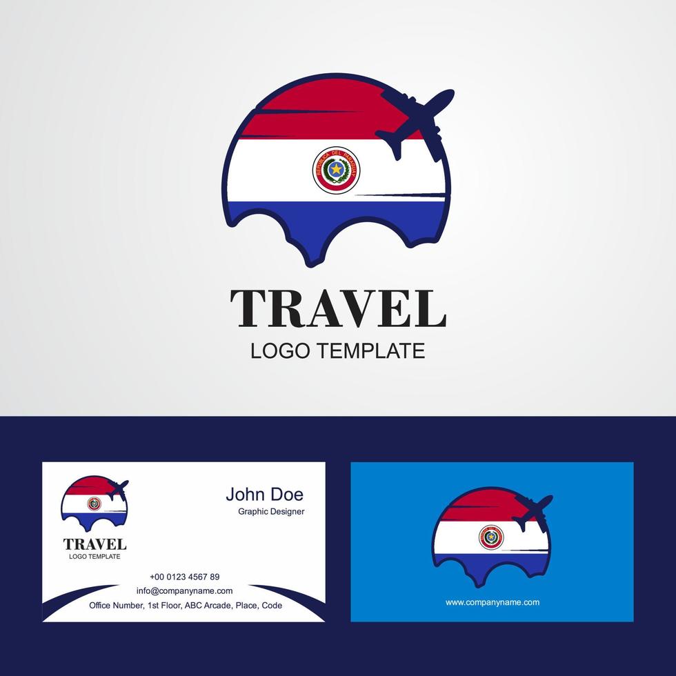 logotipo de la bandera de paraguay de viaje y diseño de tarjeta de visita vector