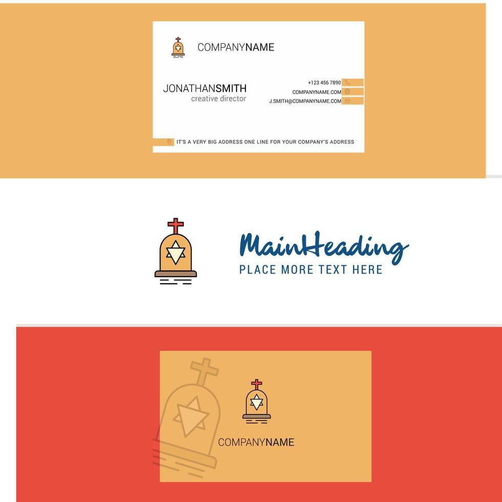Beautiful Grave Logo and business card vertical Design Vector