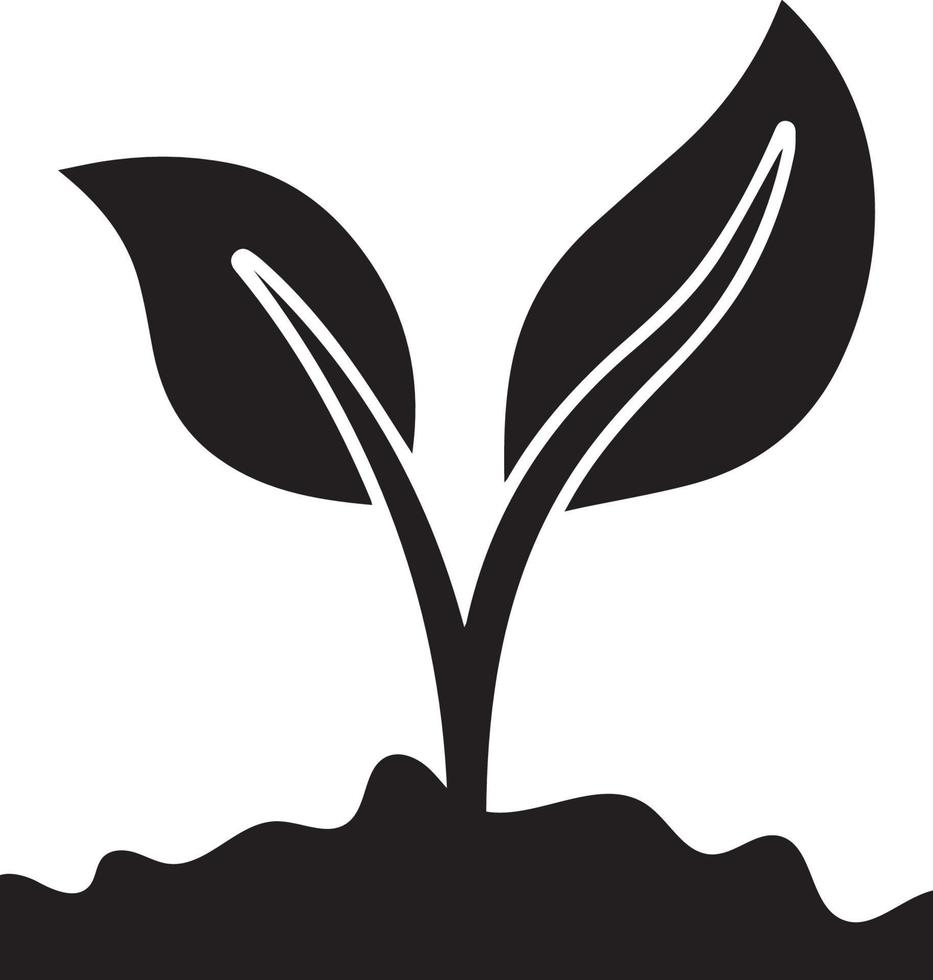 icono de cultivo de plantas. plantas negras que crecen iconos vectoriales diseñados. icono de vector plano de brote