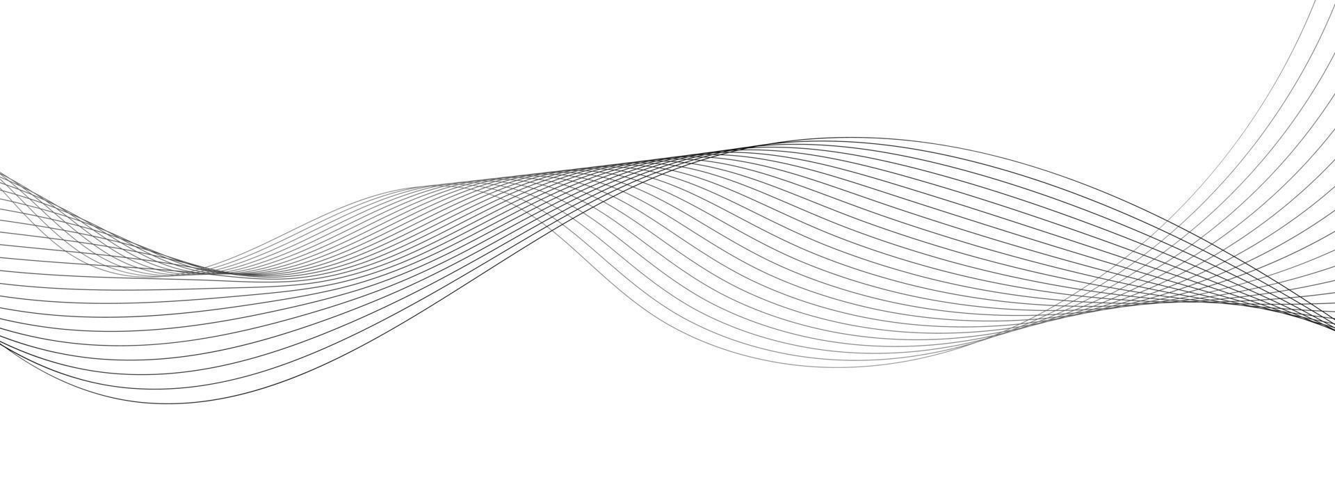 Curve wave seamless pattern. Line art striped graphic template. Vector illustration