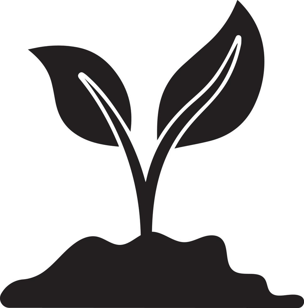 leaves eco growing icon. plants growing icon. black plants growing vector icons designed. Sprout flat vector icon