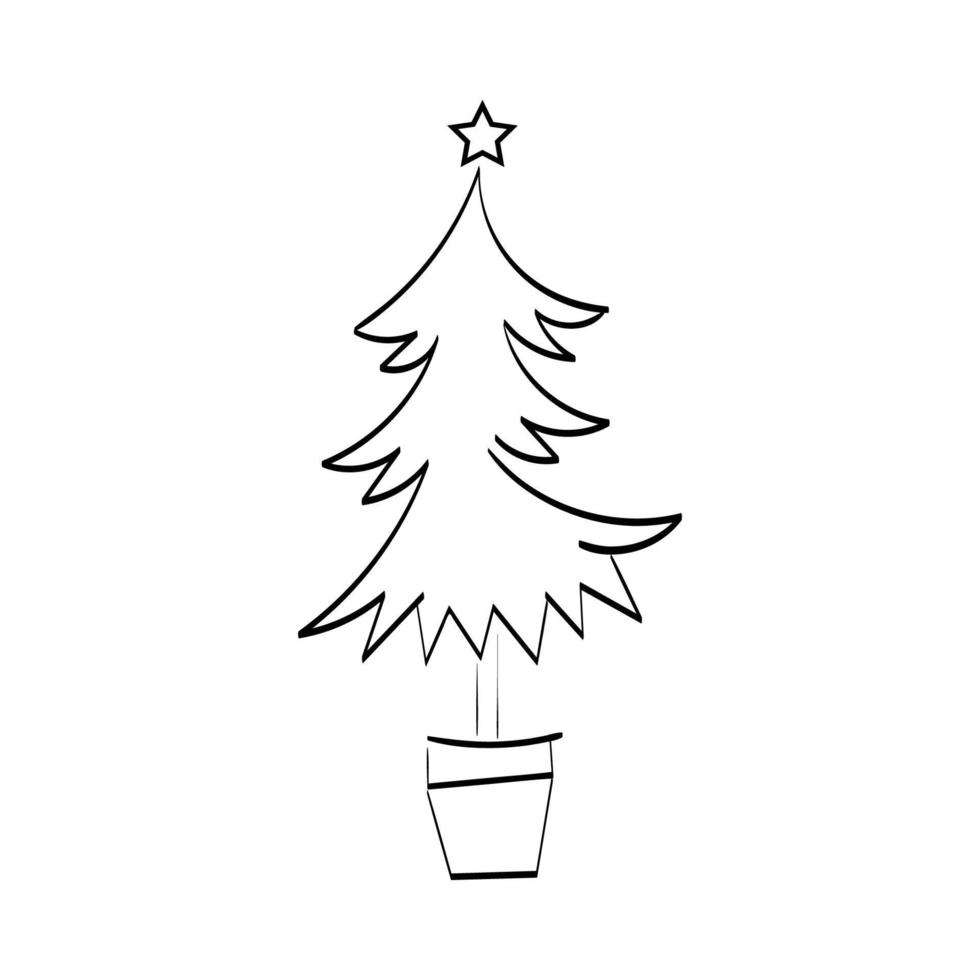 Hand Drawn outline Christmas Illustration. vector