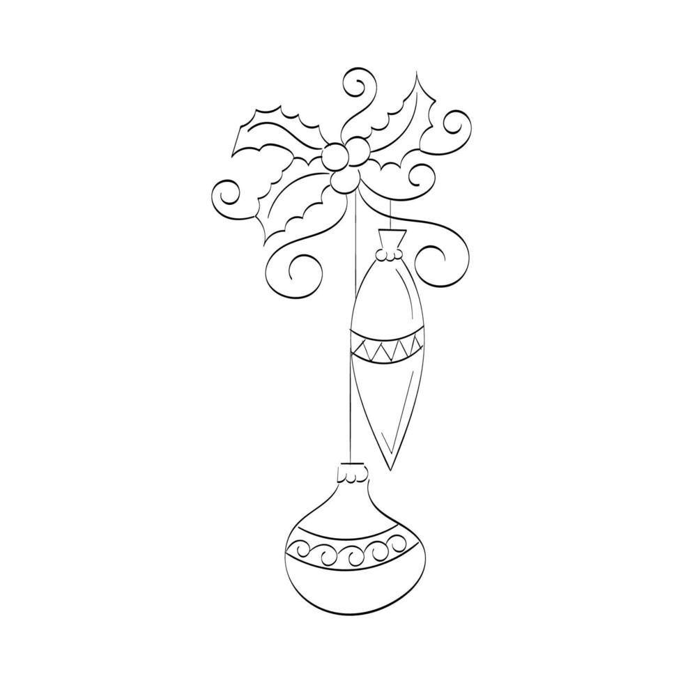 Hand Drawn outline Christmas Illustration. vector