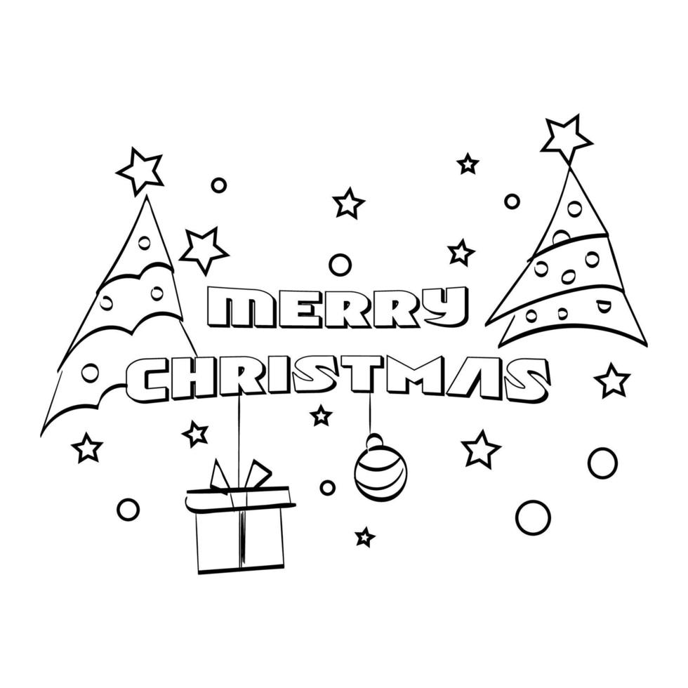 Hand Drawn outline Christmas Illustration. vector