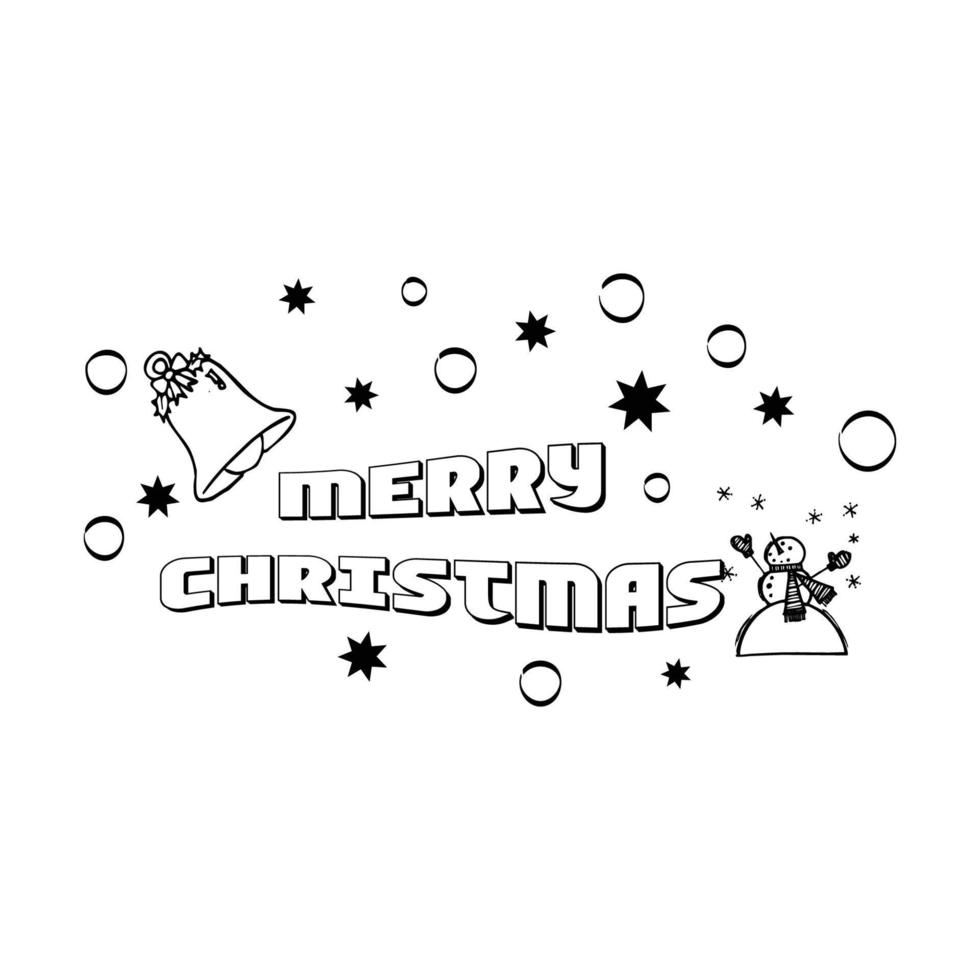 Hand Drawn outline Christmas Illustration. vector