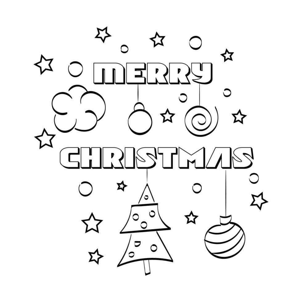 Hand Drawn outline Christmas Illustration. vector