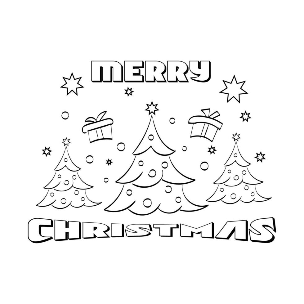 Hand Drawn outline Christmas Illustration. vector