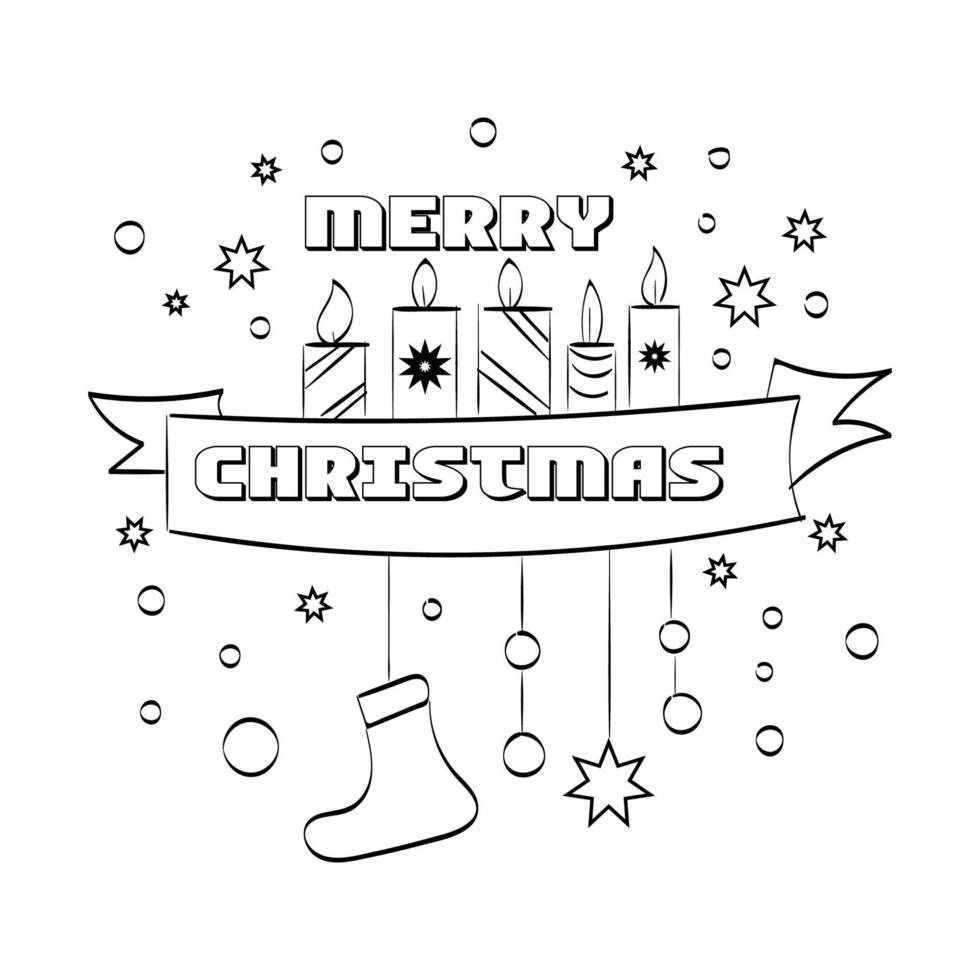 Hand Drawn outline Christmas Illustration. vector