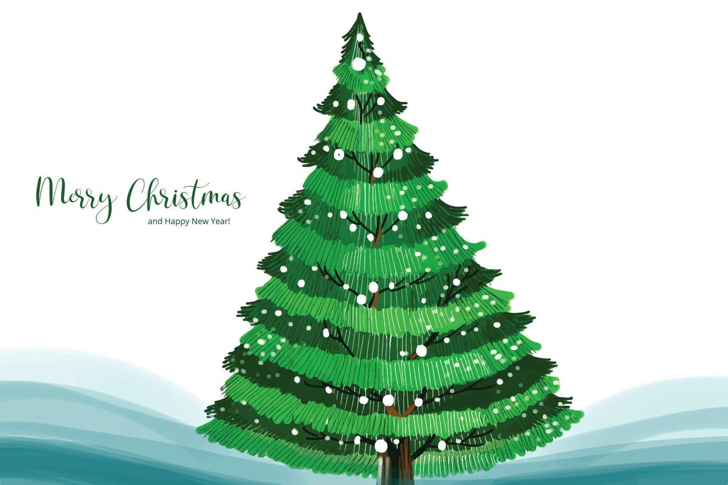 Merry christmas tree card celebration background vector