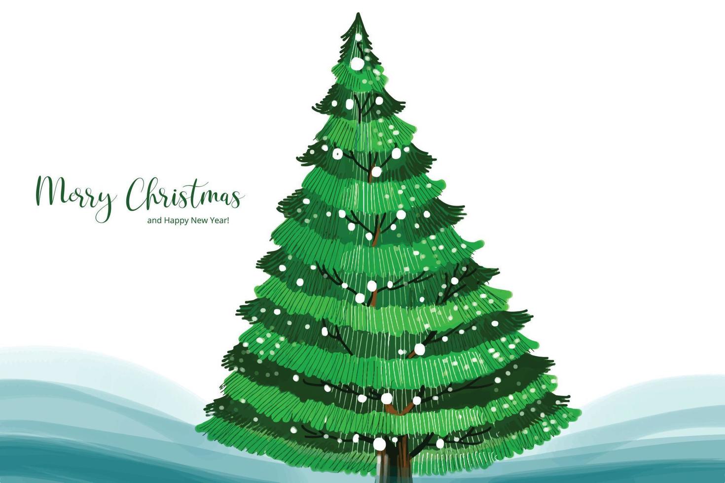 Fondo de celebración de tarjeta de árbol de Navidad feliz vector