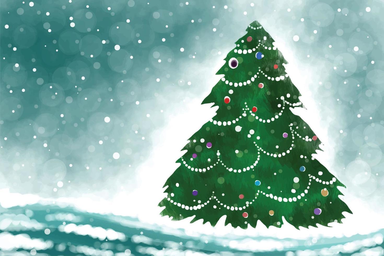 Holiday decorative winter christmas tree greeting card background vector