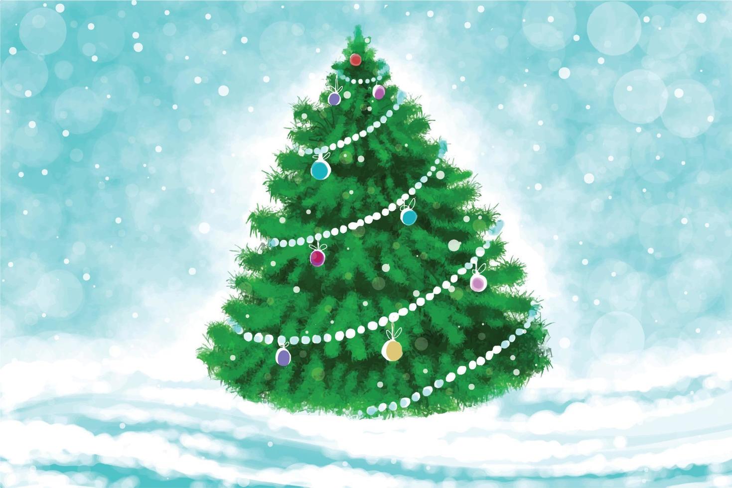hermosa tarjeta de árbol decorativo de navidad artística sobre fondo azul vector