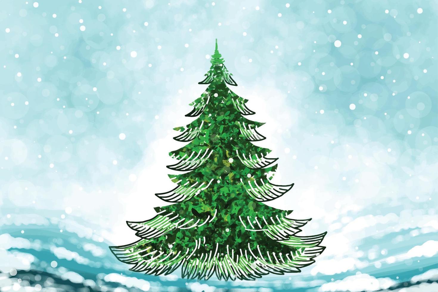 Holiday decorative winter christmas tree greeting card background vector