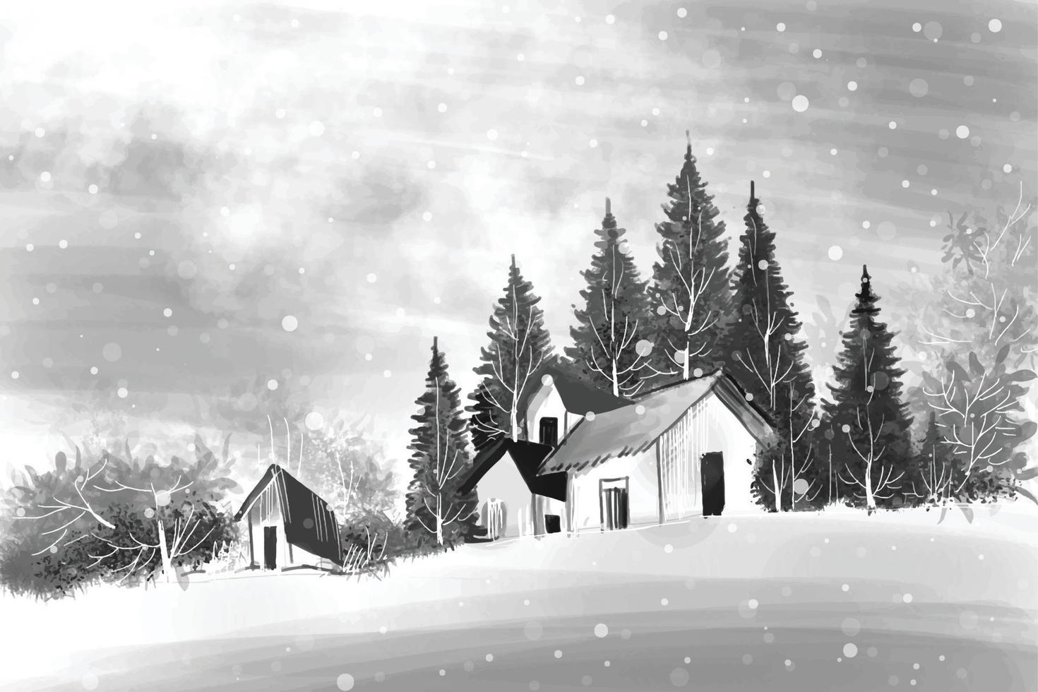 Landscape for winter and new year holidays christmas card background vector