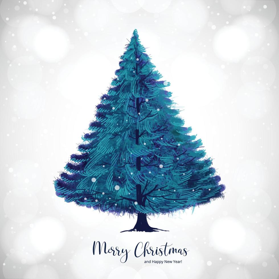 Hand drawn decorative christmas tree on white background vector