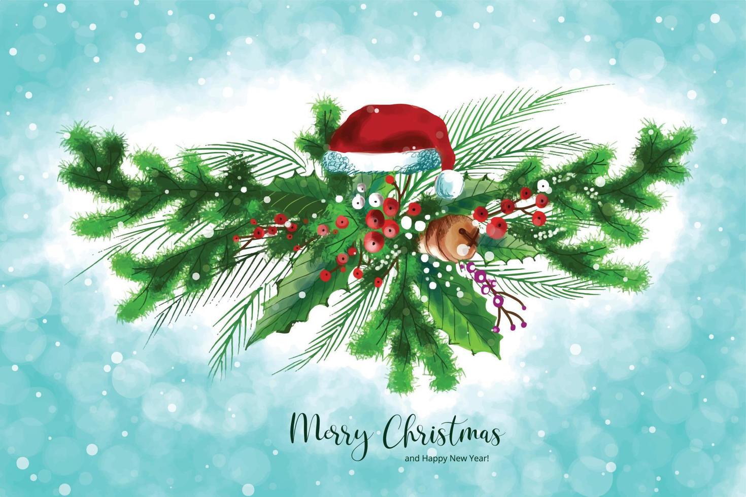 Merry christmas celebration christmas wreath decorative card background vector