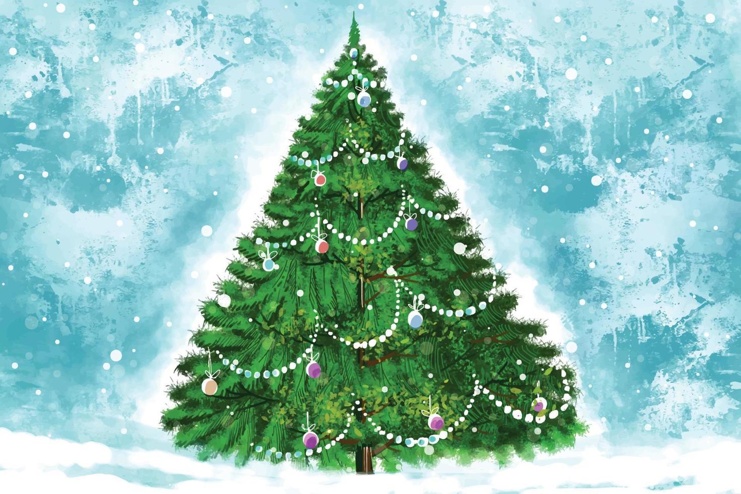 Christmas winter scenery of cold weather and frost christmas tree background vector