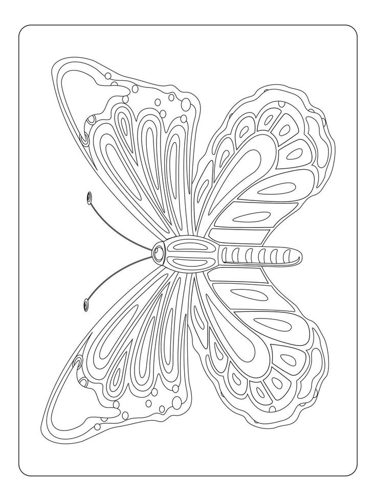 Butterfly Coloring page for kids line art vector