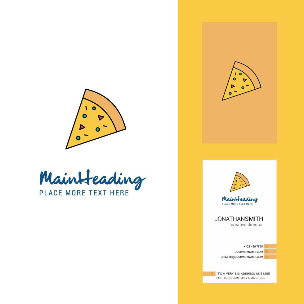 logotipo creativo de pizza y vector de diseño vertical de tarjeta de visita