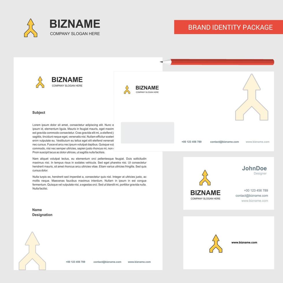 Up arrow Business Letterhead Envelope and visiting Card Design vector template