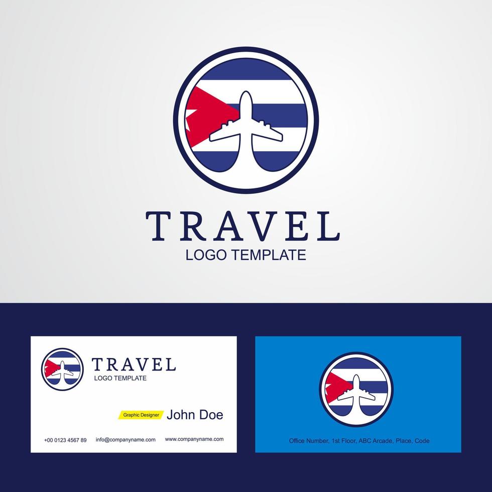 logotipo de la bandera del círculo creativo de viajes a cuba y diseño de la tarjeta de visita vector