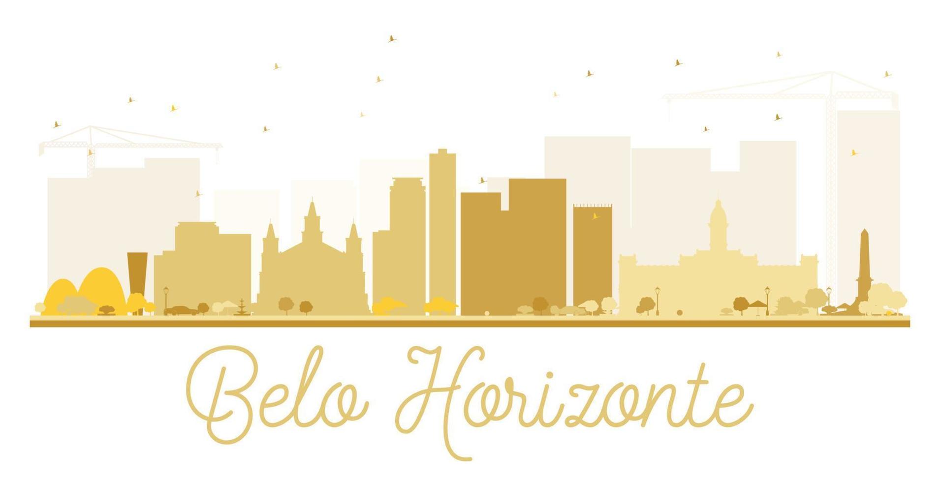 silueta dorada del horizonte de la ciudad de belo horizonte. vector