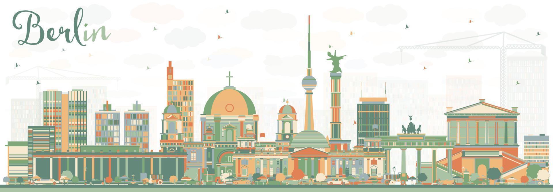 Abstract Berlin Skyline with Color Buildings. vector