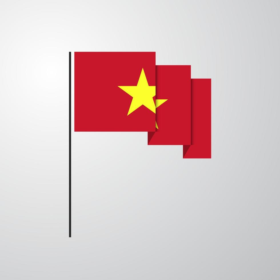 Vietnam waving Flag creative background vector