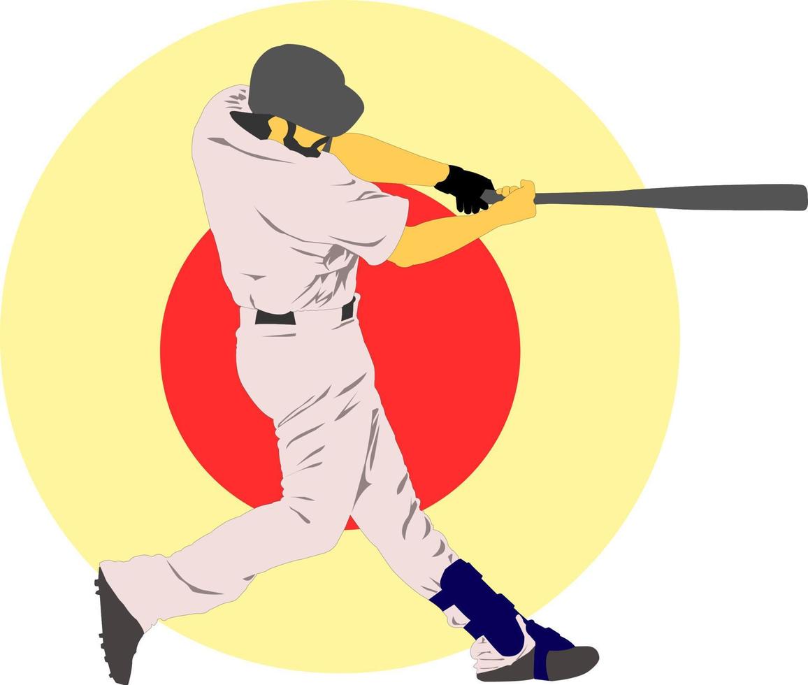 Baseball Batter Hitting Ball with Bat for Home Run vector