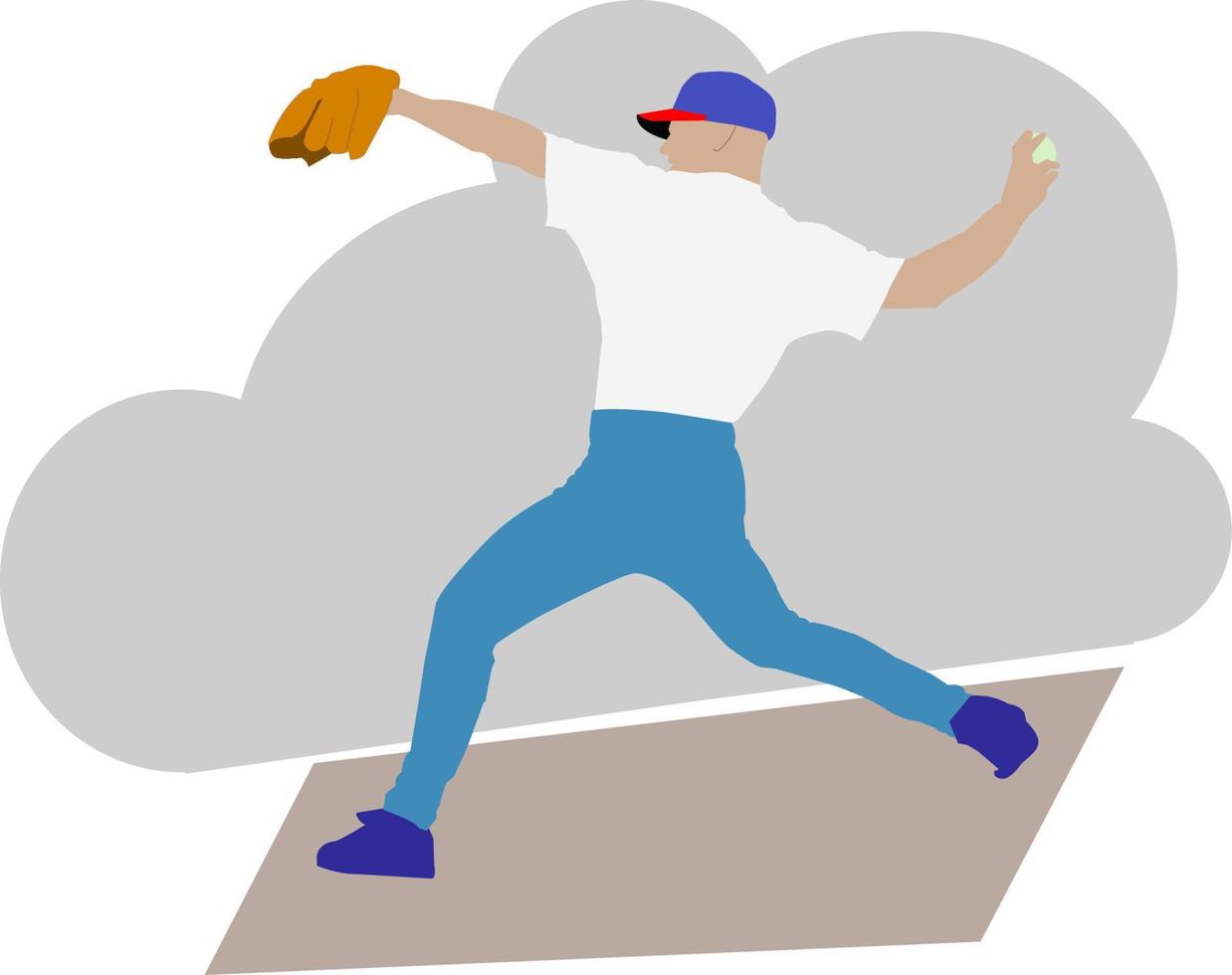 Baseball pitcher throwing a ball vector