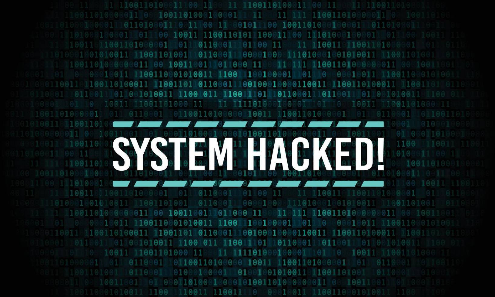 System hacked alert with digital binary code background. vector