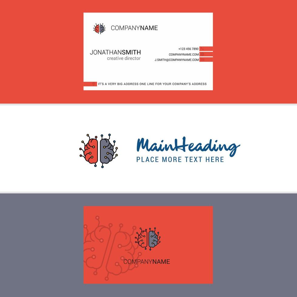 Beautiful Brain processor Logo and business card vertical Design Vector