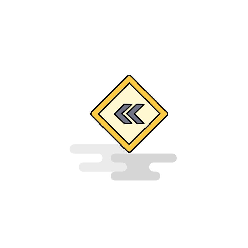 Flat Left arrow road sign board Icon Vector