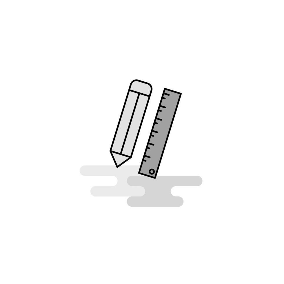 Pencil and scale Web Icon Flat Line Filled Gray Icon Vector