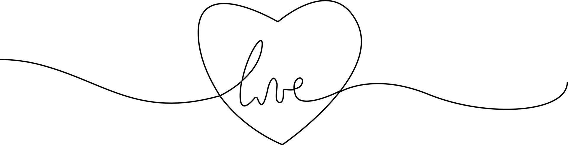 Vector image one line stroke love Free Vector