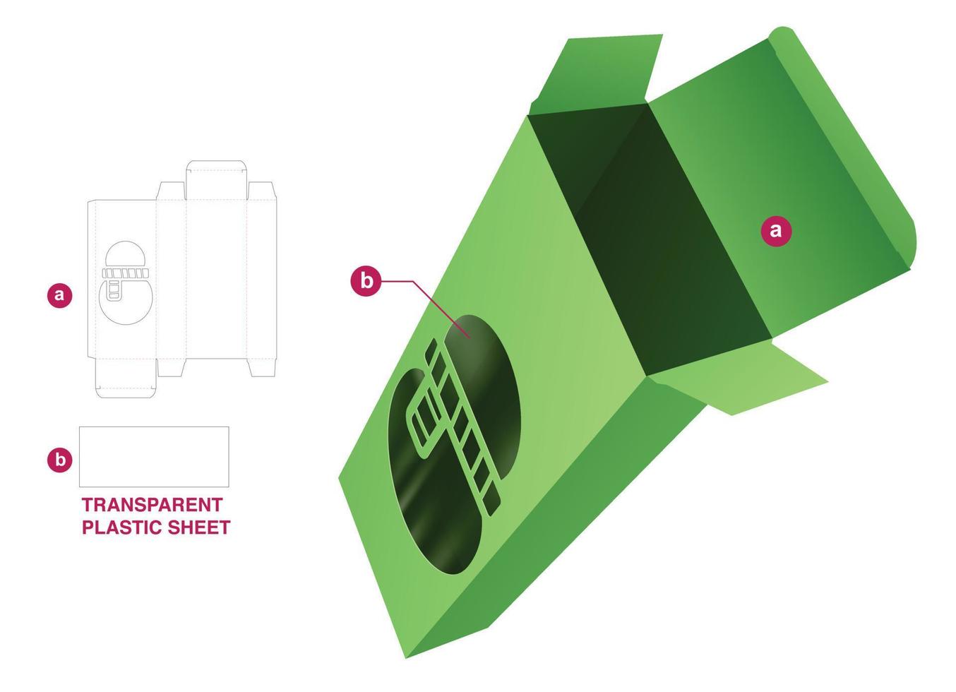 lata y caja alta con ventana de muñeco de nieve y plantilla troquelada de lámina de plástico transparente vector