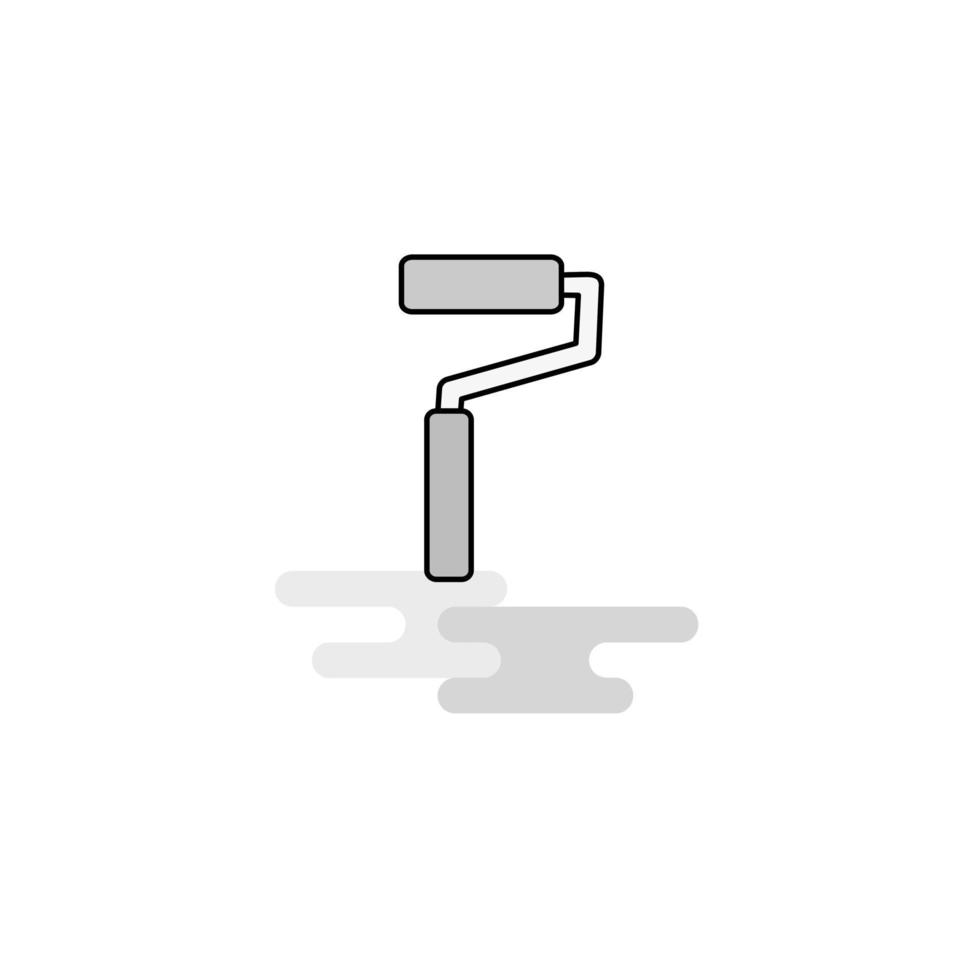 Paint roller Web Icon Flat Line Filled Gray Icon Vector