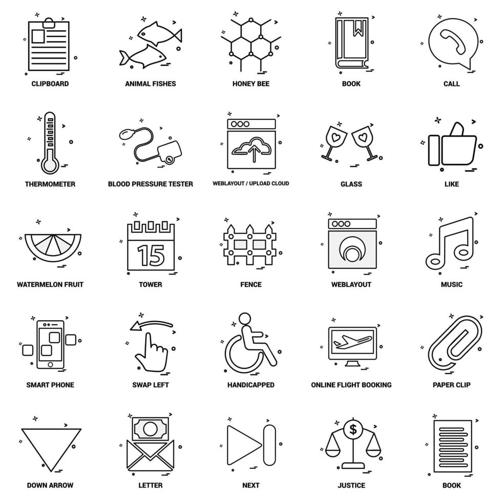 25 Business Concept Mix Line Icon set vector