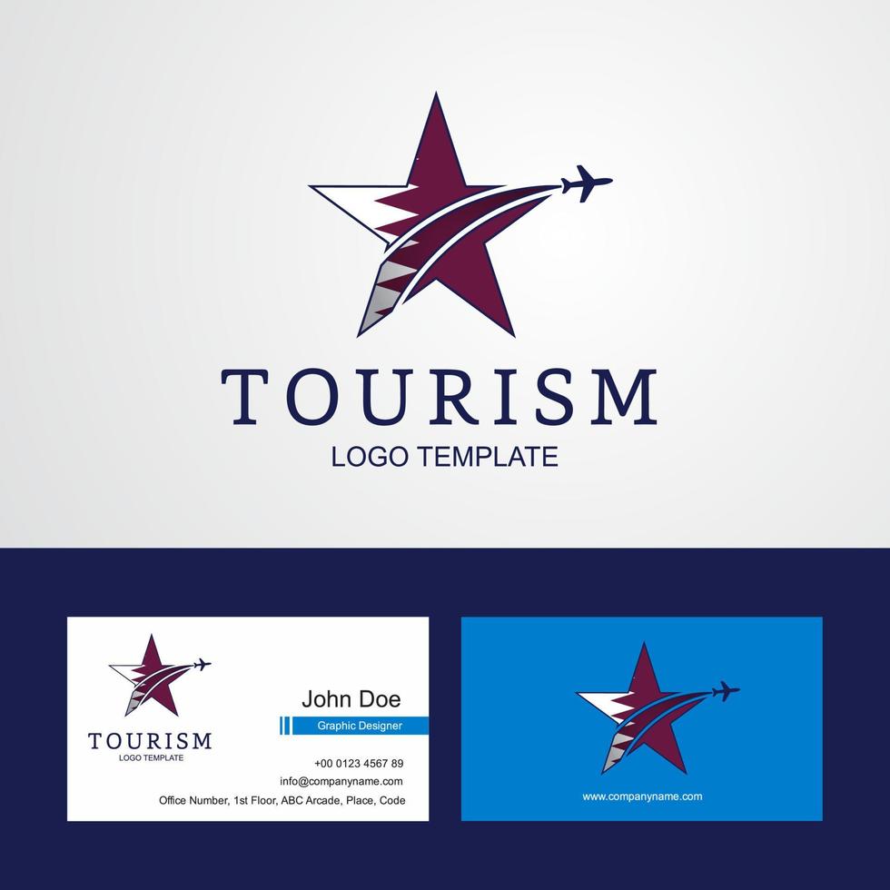 Travel Qatar flag Creative Star Logo and Business card design vector