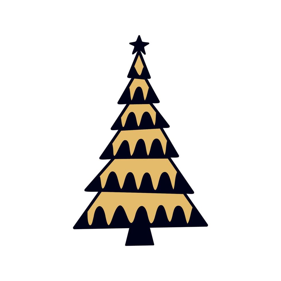 Flat hand drawn christmas tree vector illustration