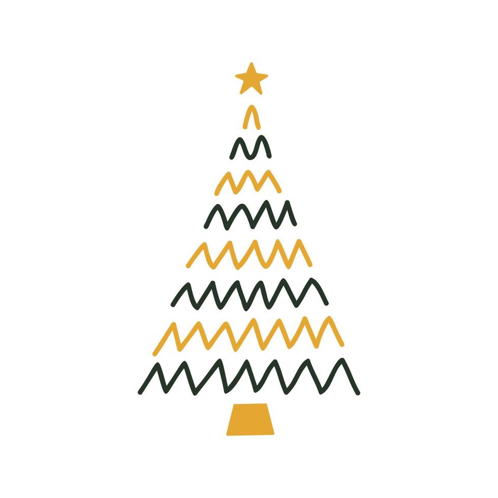 Linear hand drawn christmas tree illustration vector