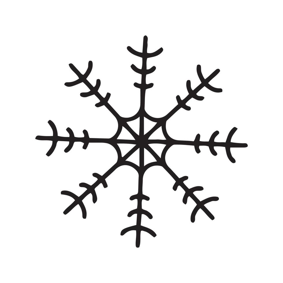 Flat hand drawn snowflake silhouette illustration vector