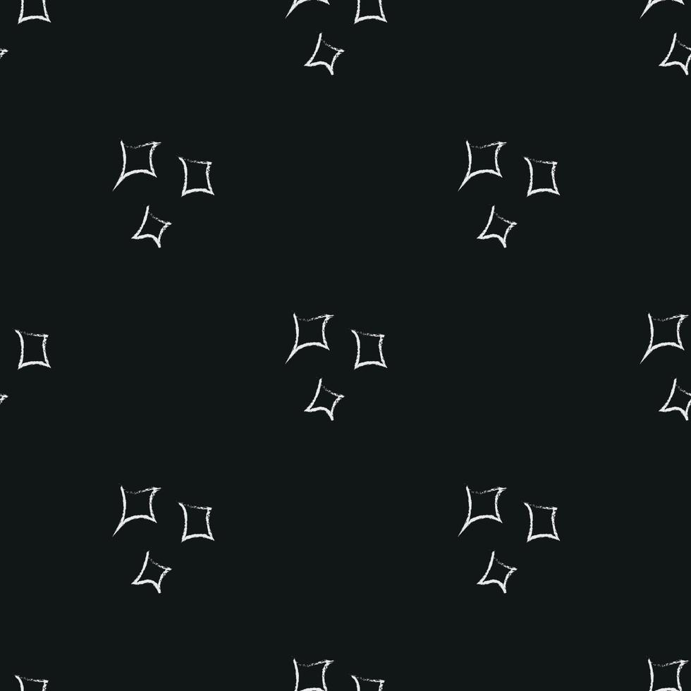 Doodle cosmic seamless pattern in childish style. Hand drawn abstract space stars. Black and white. vector